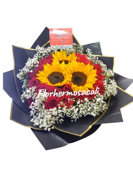 ROSAS LINDAS CON GIRASOLES